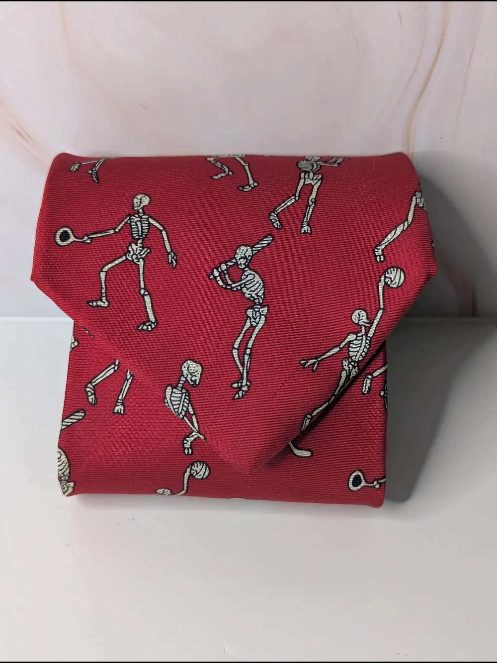 Red Novelty Sports Skeleton Tie for Men